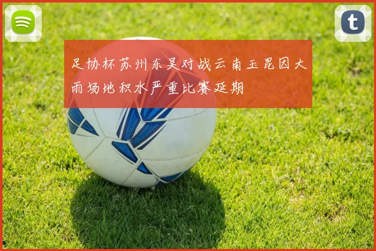 足协杯苏州东吴对战云南玉昆因大雨场地积水严重比赛延期